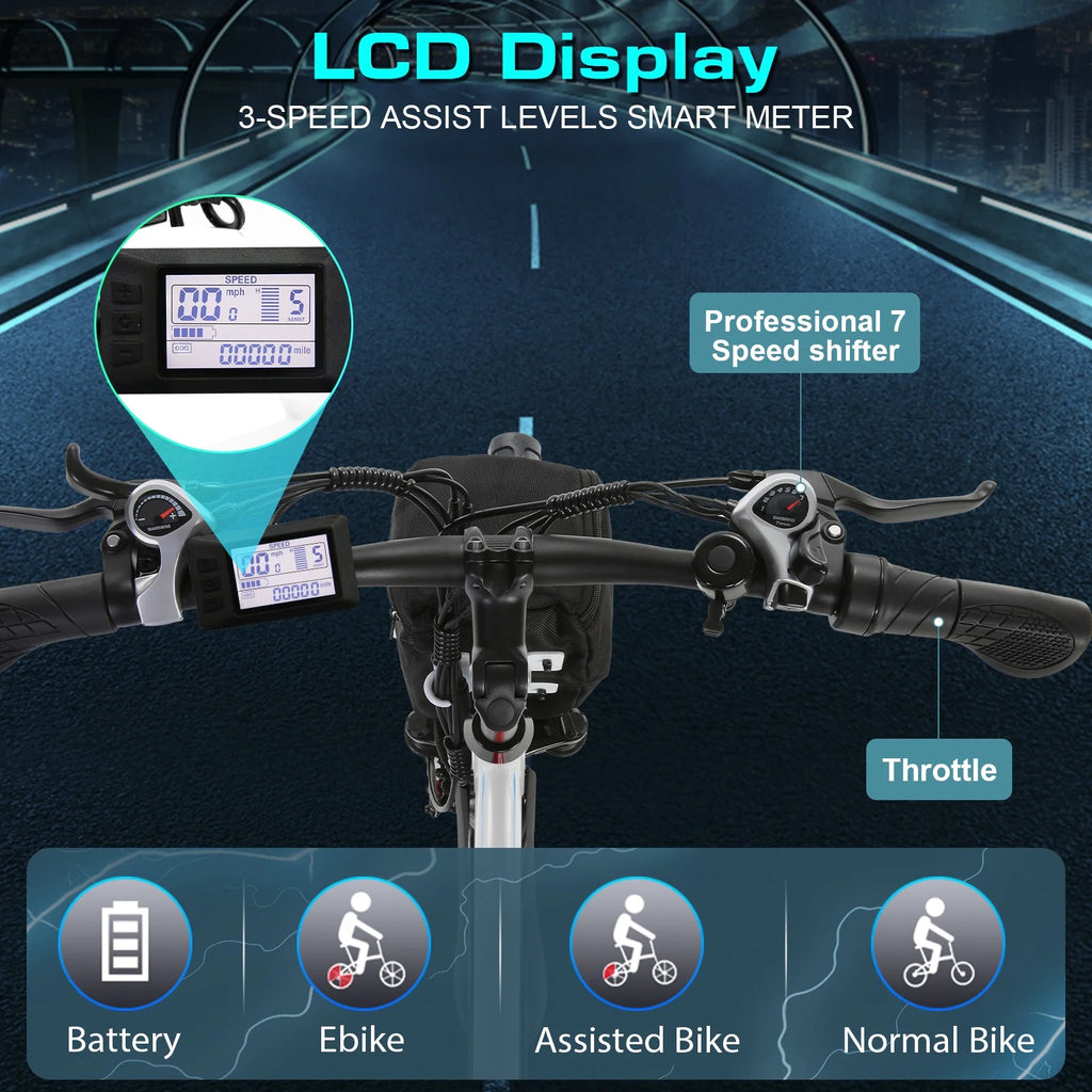 Vivi Electric Bike 26" City Commuter Electric Bike 48V 500W Step - Through Electric Bike 19.8MPH Electric Cruiser
