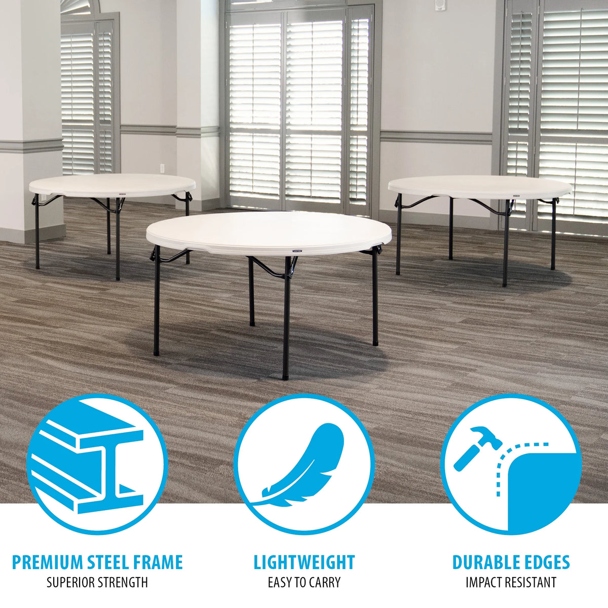 Lifetime 60 in Round Folding Table, Indoor/Outdoor Commercial Grade, Almond (280435)