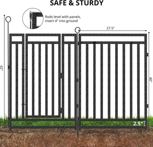 Petorldog Decorative Garden Fence Metal Dog Fence Outdoor for Yard, 36ft (L) x 40in (H), 14 Panels + 2 Gates, No Dig