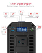 BESTEK 1200W Car Power Inverter DC 12V to 110V AC Pure Sine Wave Converter with Digital LCD Display Dual USB Charge & Dual AC Outlet, Safety Certification