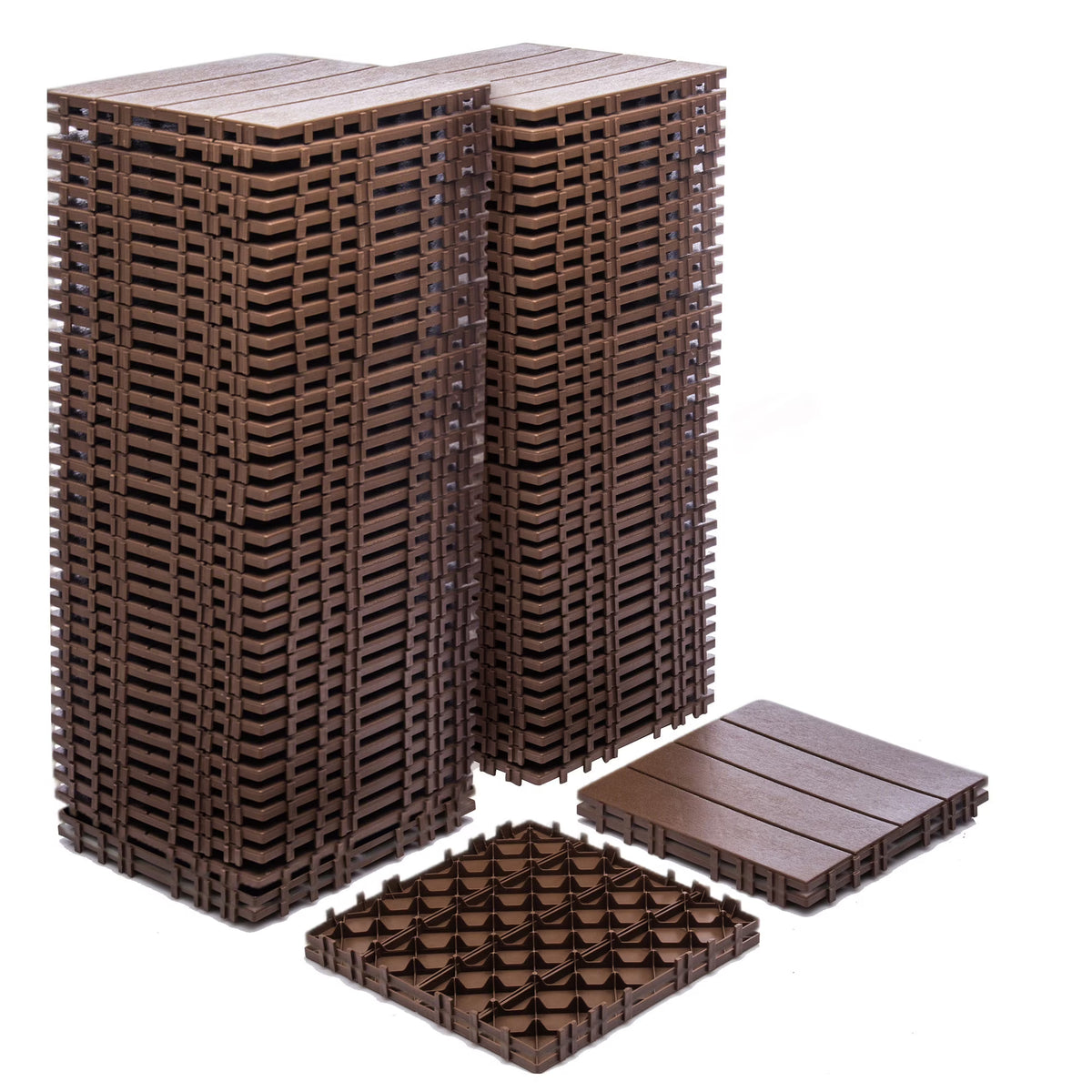 76 - Pack Plastic Interlocking Deck Tiles - 68.80 Sq.ft Outdoor Plastic Flooring Super Durable & Waterproof All