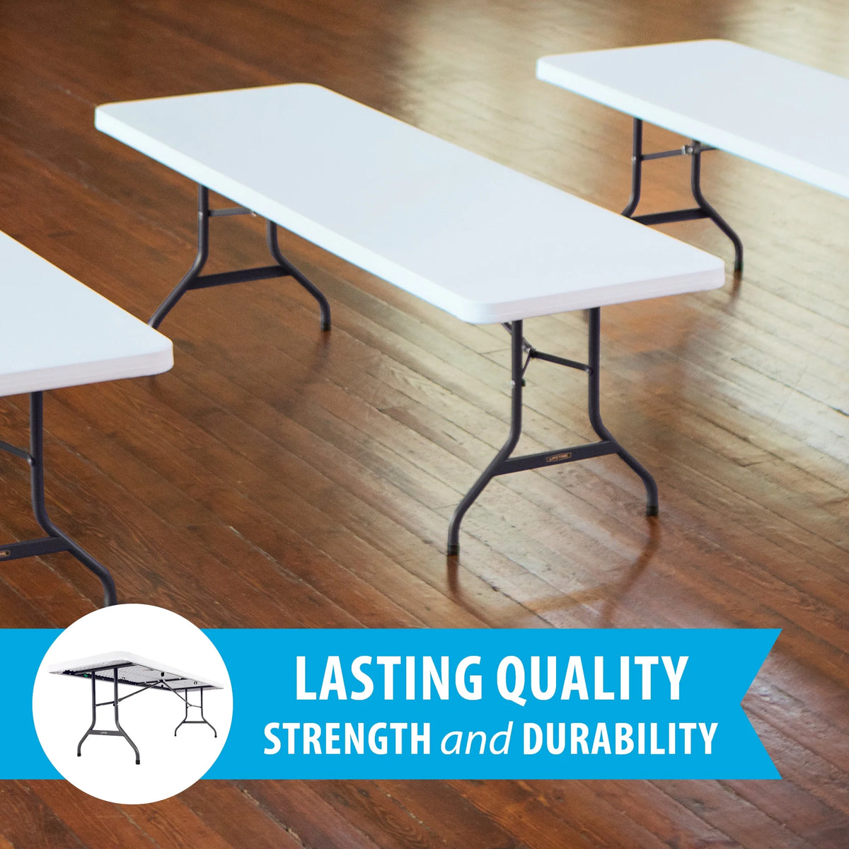 Lifetime Combo Set of (4) 8 - Foot Rectangle Folding Tables & (32) Chairs, Indoor/Outdoor Use, White (80147)