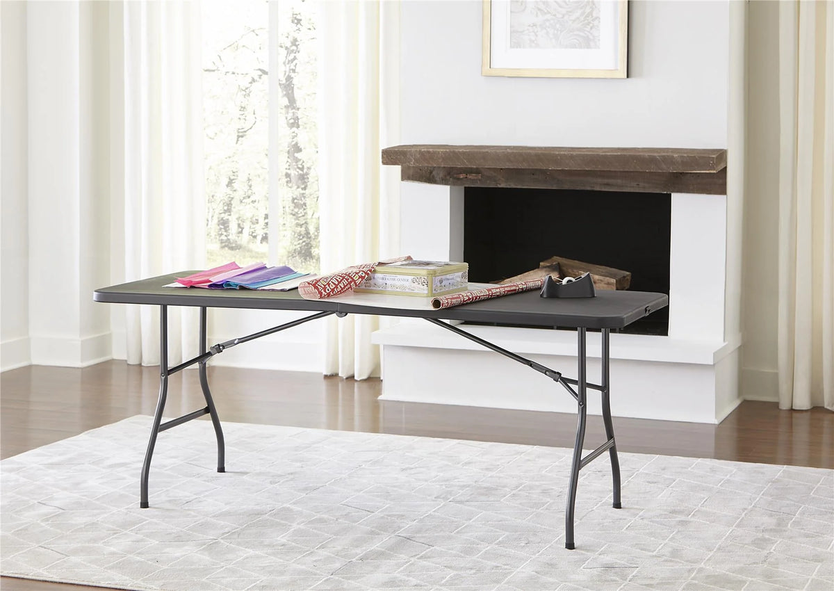 Cosco 6 Foot Centerfold Folding Table, Black