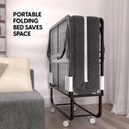 Econohome Folding Bed with Mattress - 75x31 Cot Size Bed Frame - Portable Foldable Roll Away Adult Bed for Guest - 5