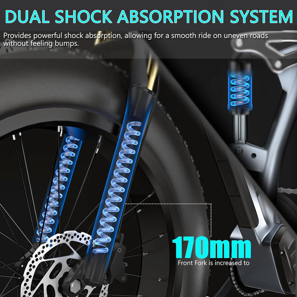 Electric Bike for Adults 26'', 1000W E - Mountain Bike 48V 30/20ah UL2849 Removable Battery, Fat Tire Ebike up to