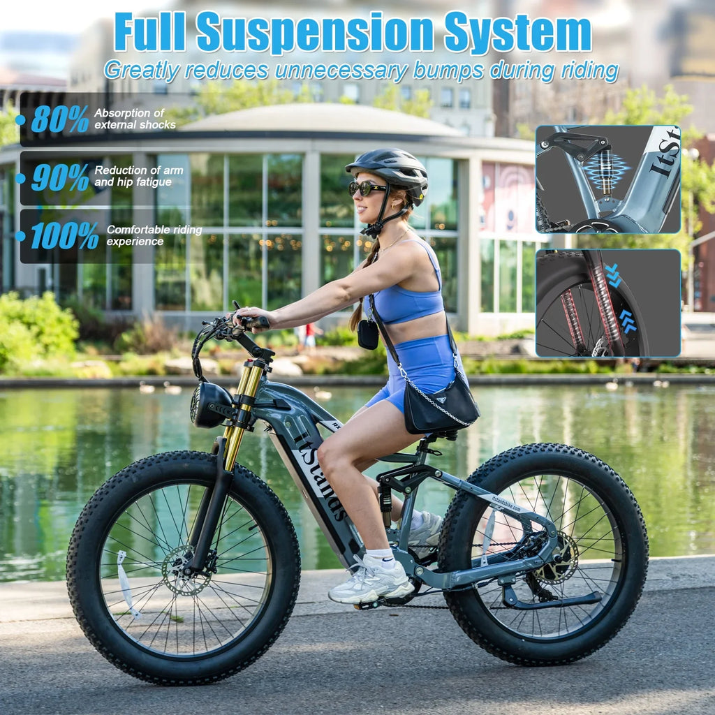 Electric Bike for Adults 26'', 1000W E - Mountain Bike 48V 30/20ah UL2849 Removable Battery, Fat Tire Ebike up to