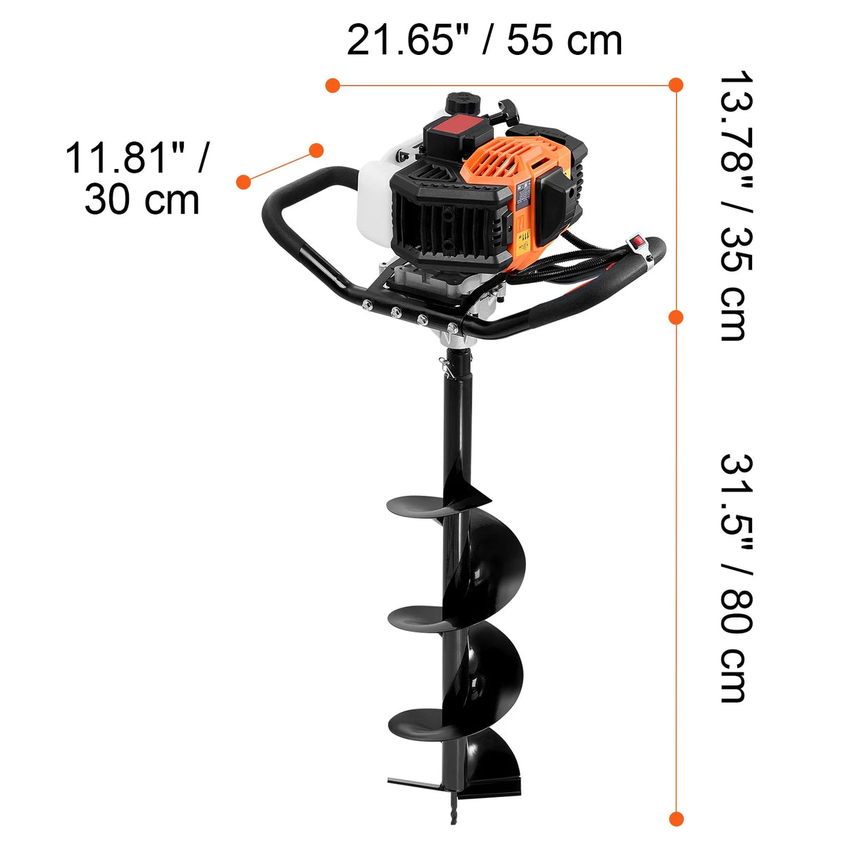 KFFKFF Gas Earth Auger, 52CC 1450W, Includes 8 Drill Bit & Extension Rod, Ideal for Garden, Farmland Fence