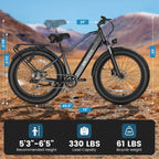 ANCHEER Electric Bike for Adults Peak 1000W Electric Bicycle 48V 15AH Battery Electric Bike 26" x 4.0" Fat Tire