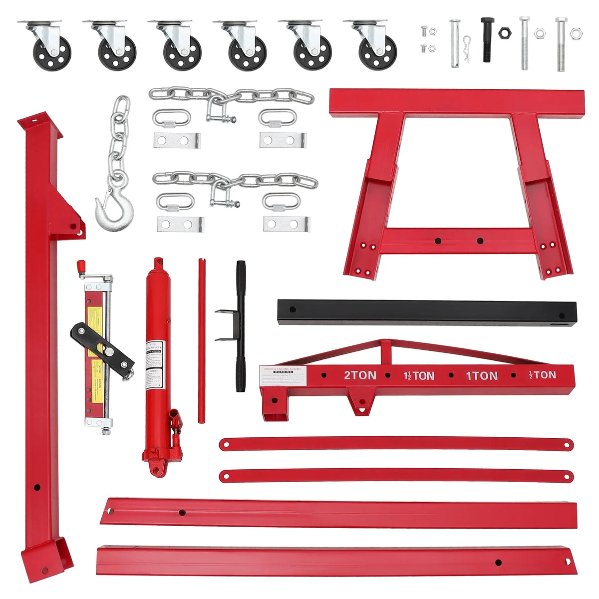 GARVEE 2 Ton Folding Hydraulic Engine Hoist with Lever, Folding Engine Shop Crane Hoist Lift, Heavy Cherry Picker