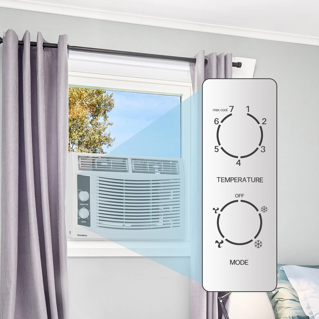 5000 BTU Window Air Conditioner Easy Cool - Capable of Cooling up to 150 Sq Ft. 2 Fan Speeds, 4 - Way Air Direction