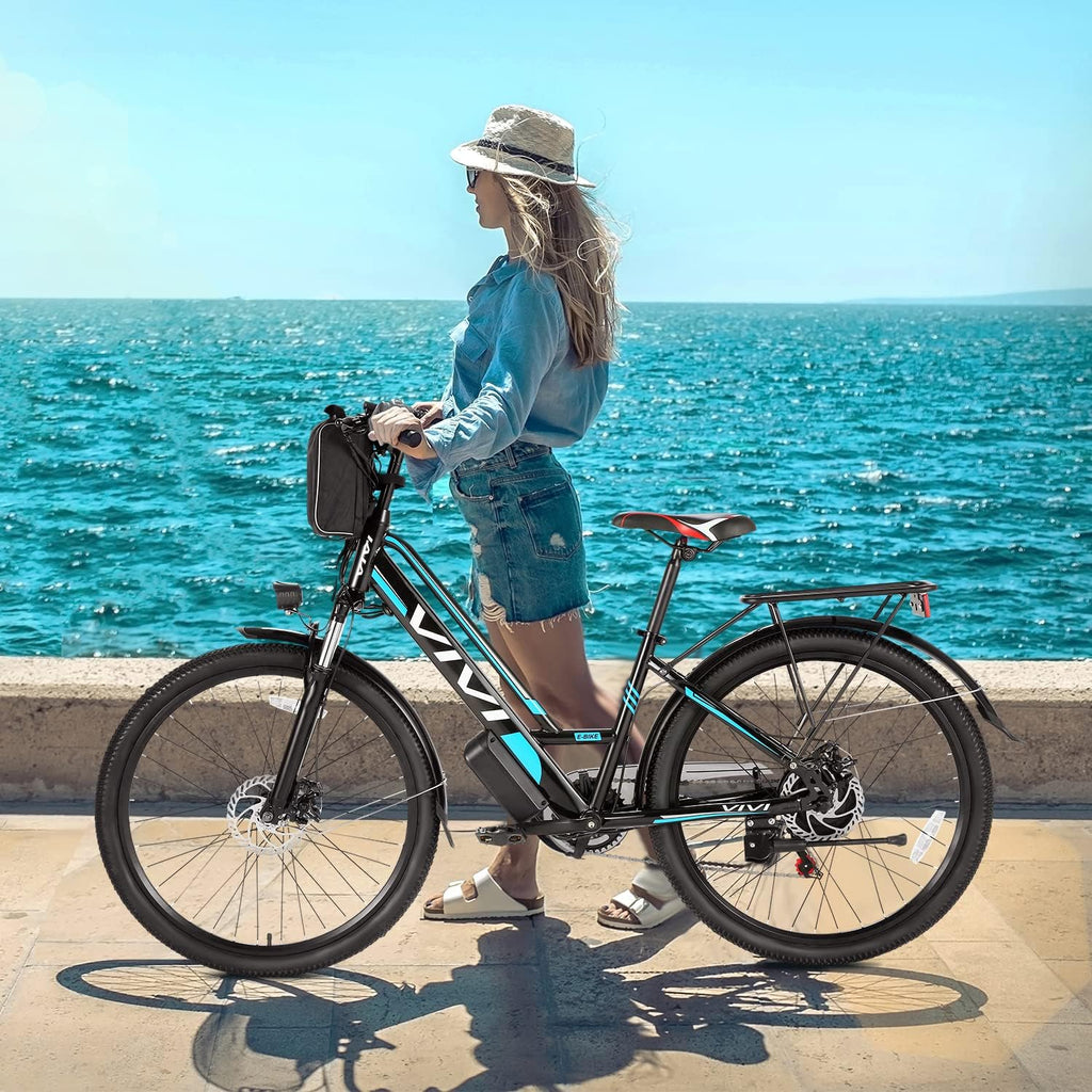 Vivi Electric Bike 26" City Commuter Electric Bike 48V 500W Step - Through Electric Bike 19.8MPH Electric Cruiser