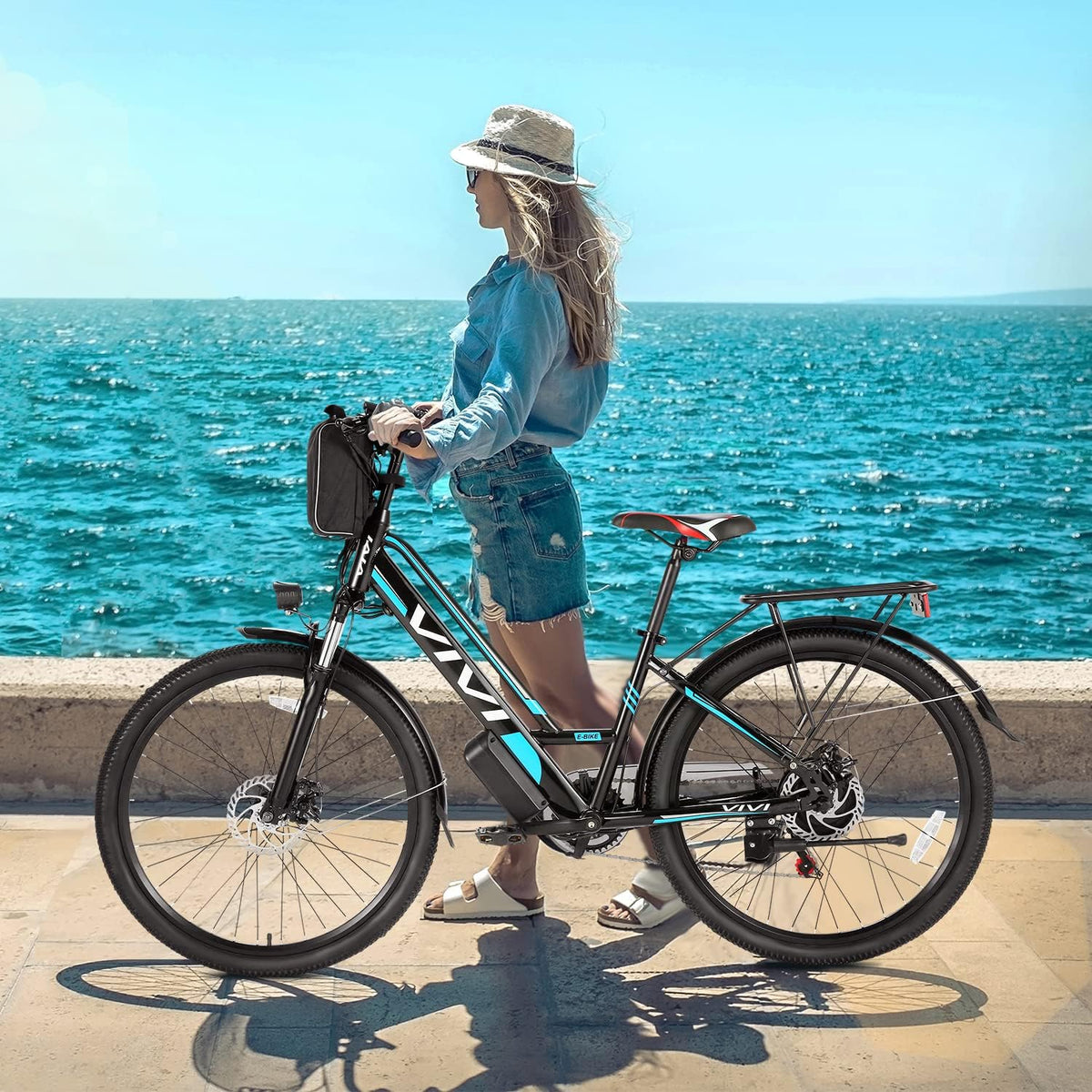 Vivi Electric Bike 26" City Commuter Electric Bike 48V 500W Step - Through Electric Bike 19.8MPH Electric Cruiser