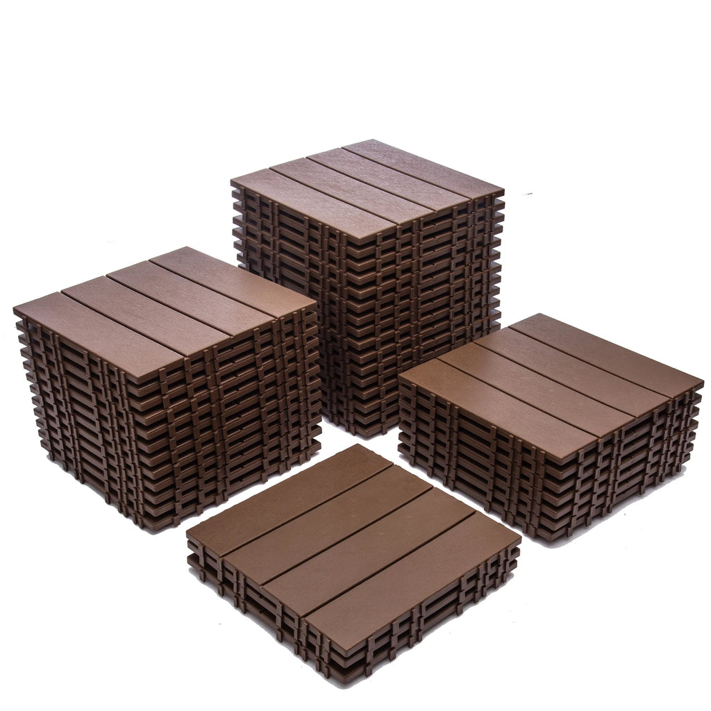 76 - Pack Plastic Interlocking Deck Tiles - 68.80 Sq.ft Outdoor Plastic Flooring Super Durable & Waterproof All