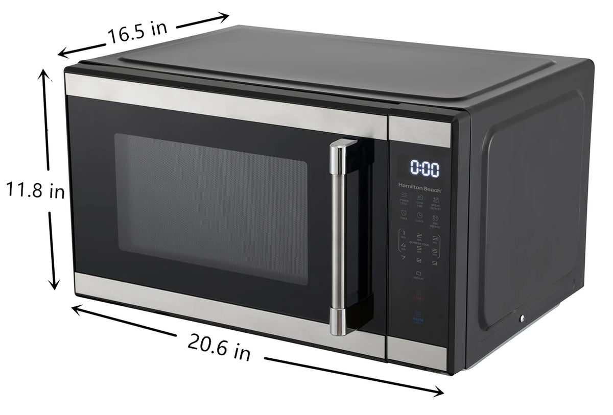 Hamilton Beach 1.1 Cu. Ft. Countertop Microwave Oven, 1000 Watts, White Stainless Steel