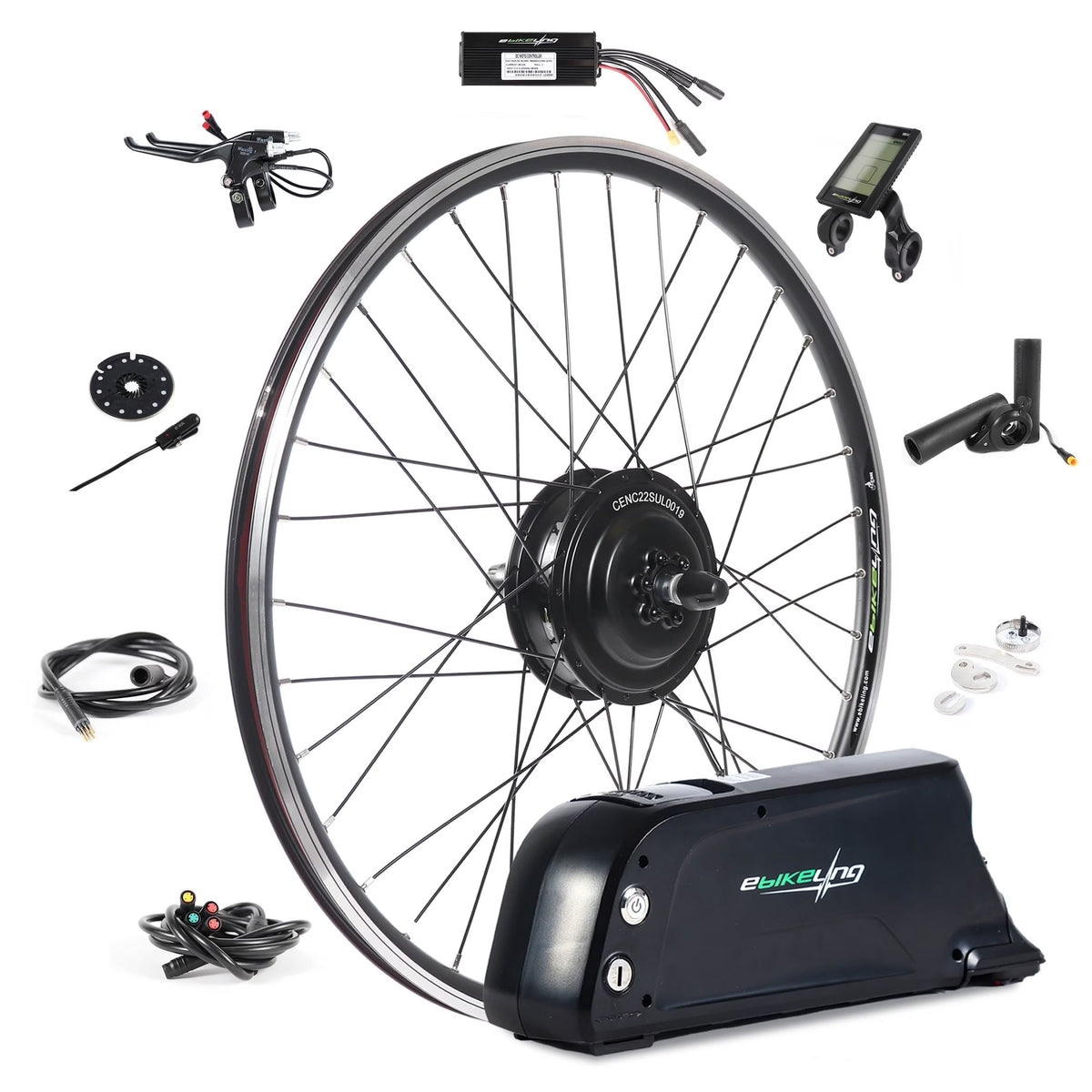 Ebikeling 48V 1500W 52V 19.2AH Rear - Rack Ebike Conversion Kit with Battery 700C Rear Electric Bike Conversion Kit