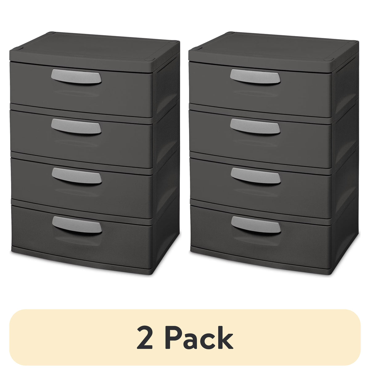 Sterilite 4 Drawer Unit, Durable Plastic Storage Solution for Garages and Basements, Dark Gray