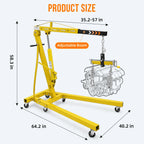 GARVEE 2 Ton Folding Hydraulic Engine Hoist with Lever, Folding Engine Shop Crane Hoist Lift, Heavy Cherry Picker