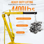 GARVEE 2 Ton Folding Hydraulic Engine Hoist with Lever, Folding Engine Shop Crane Hoist Lift, Heavy Cherry Picker