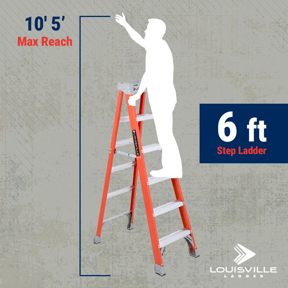 Louisville Ladder 6 - Foot Fiberglass Step Ladder, 300 - Pound Load Capacity, Type IA, FS1506