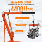GARVEE 2 Ton Folding Hydraulic Engine Hoist with Lever, Folding Engine Shop Crane Hoist Lift, Heavy Cherry Picker