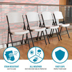 Lifetime Combo Set of (4) 8 - Foot Rectangle Folding Tables & (32) Chairs, Indoor/Outdoor Use, White (80147)