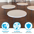 Lifetime 60 in Round Folding Table, Indoor/Outdoor Commercial Grade, Almond (280435)