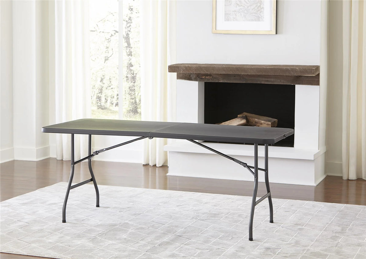 Cosco 6 Foot Centerfold Folding Table, Black