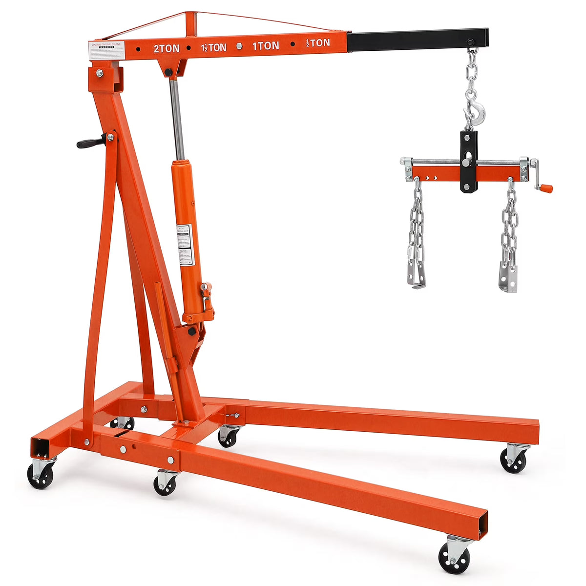 GARVEE 2 Ton Folding Hydraulic Engine Hoist with Lever, Folding Engine Shop Crane Hoist Lift, Heavy Cherry Picker