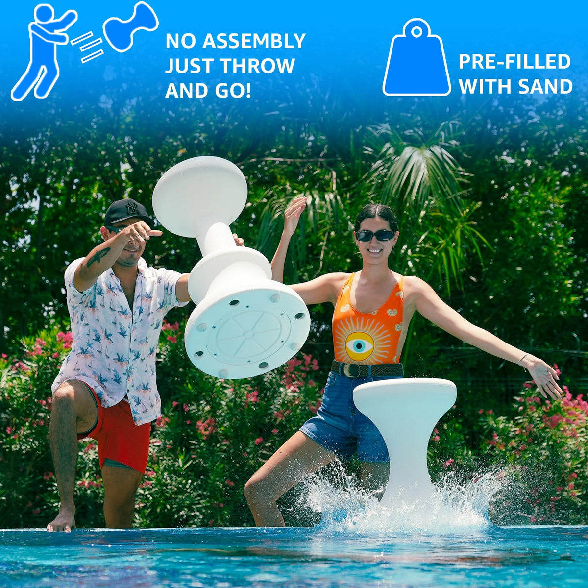 Dunn - Rite Products Made in USA Submersible Swim up Pool Stools for Underwater Use, Bar Stool for Inside Pool and