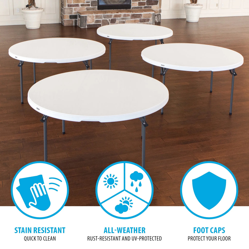 Lifetime 60 in Round Folding Table, Indoor/Outdoor Commercial Grade, Almond (280435)