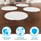 Lifetime 60 in Round Folding Table, Indoor/Outdoor Commercial Grade, Almond (280435)