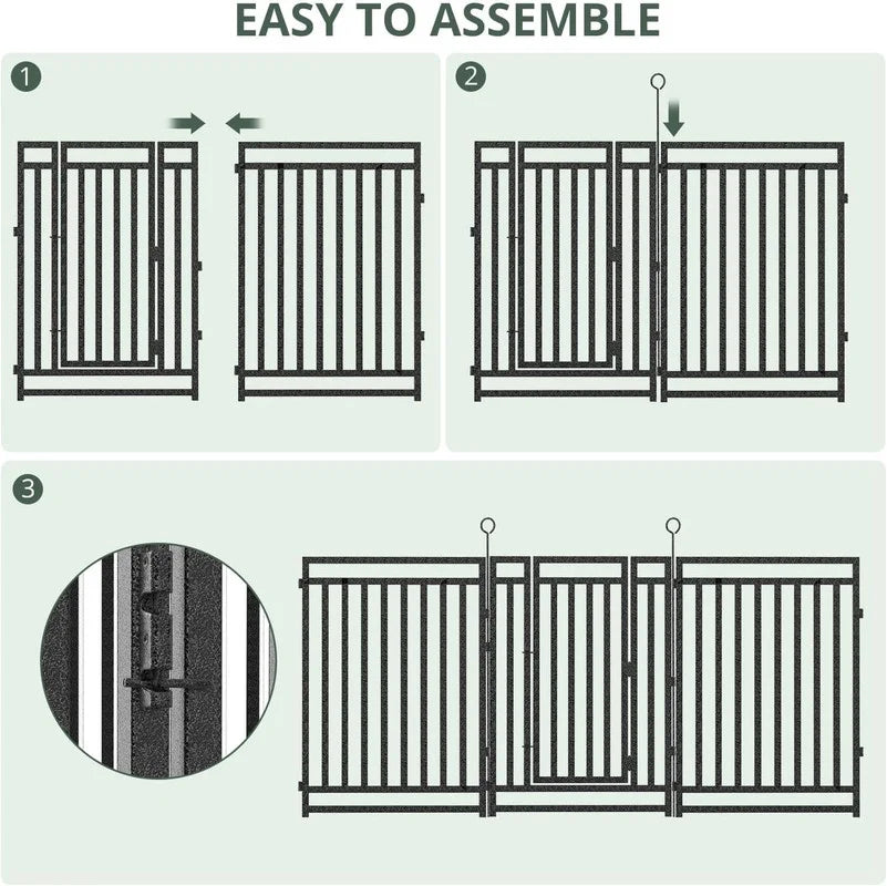 Petorldog Decorative Garden Fence Metal Dog Fence Outdoor for Yard, 36ft (L) x 40in (H), 14 Panels + 2 Gates, No Dig