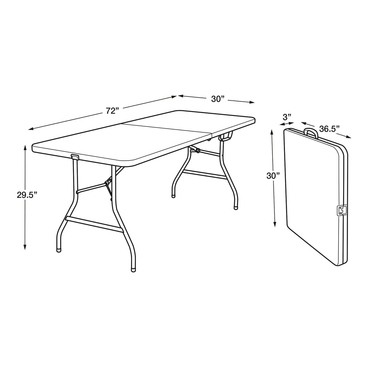 Cosco 6 Foot Centerfold Folding Table, Black