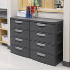 Sterilite 4 Drawer Unit, Durable Plastic Storage Solution for Garages and Basements, Dark Gray