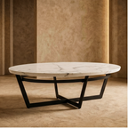 Roomviax Pluto Oval Coffee Table White Marble/Black