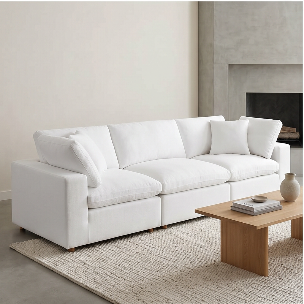 Roomviax Carmen 4 Piece Modular Sectional Sofa Pure White