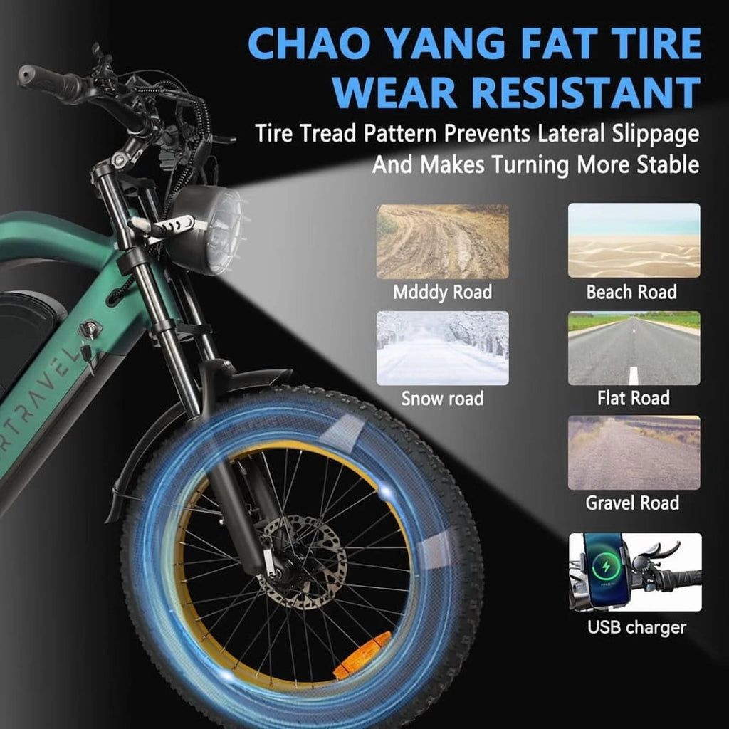 3000W(Peak) Motor 35MPH SMARTRAVEL ST202 Electric Dirt Bike for Adults, 52V50AH Dual Battery Ebike, 92+ Miles Range
