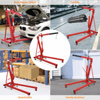 GARVEE 2 Ton Folding Hydraulic Engine Hoist with Lever, Folding Engine Shop Crane Hoist Lift, Heavy Cherry Picker