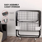 Econohome Folding Bed with Mattress - 75x31 Cot Size Bed Frame - Portable Foldable Roll Away Adult Bed for Guest - 5