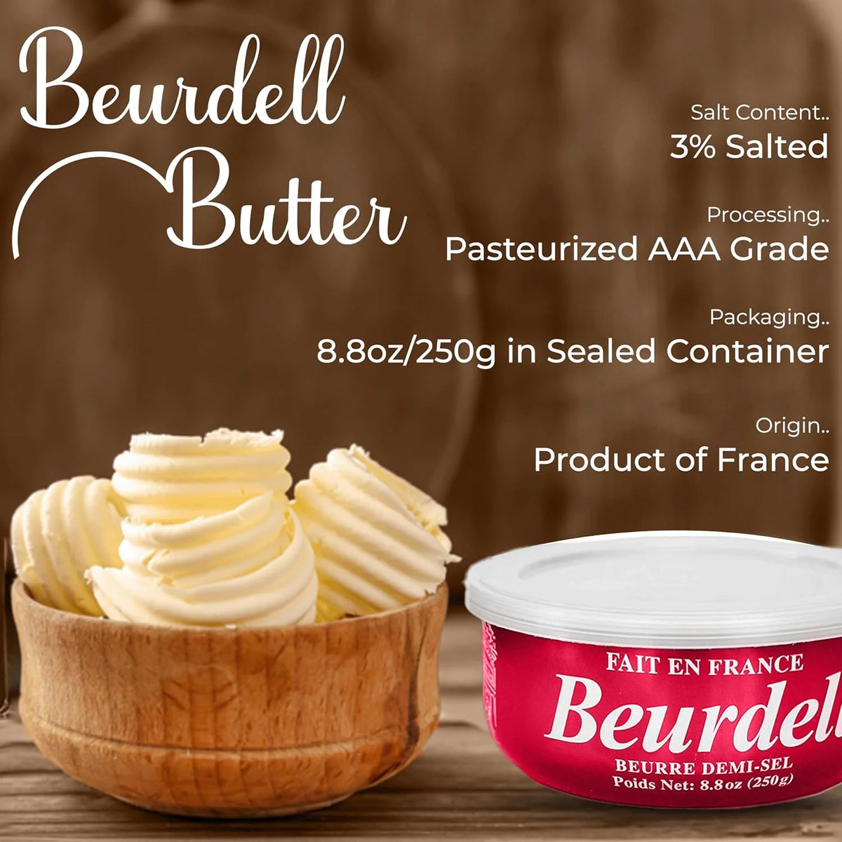 Beurdell Canned French Butter �m?100% Natural Salted Pasteurized Real Butter Long Shelf Life Emergency Survival Food