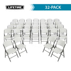 Lifetime Combo Set of (4) 8 - Foot Rectangle Folding Tables & (32) Chairs, Indoor/Outdoor Use, White (80147)