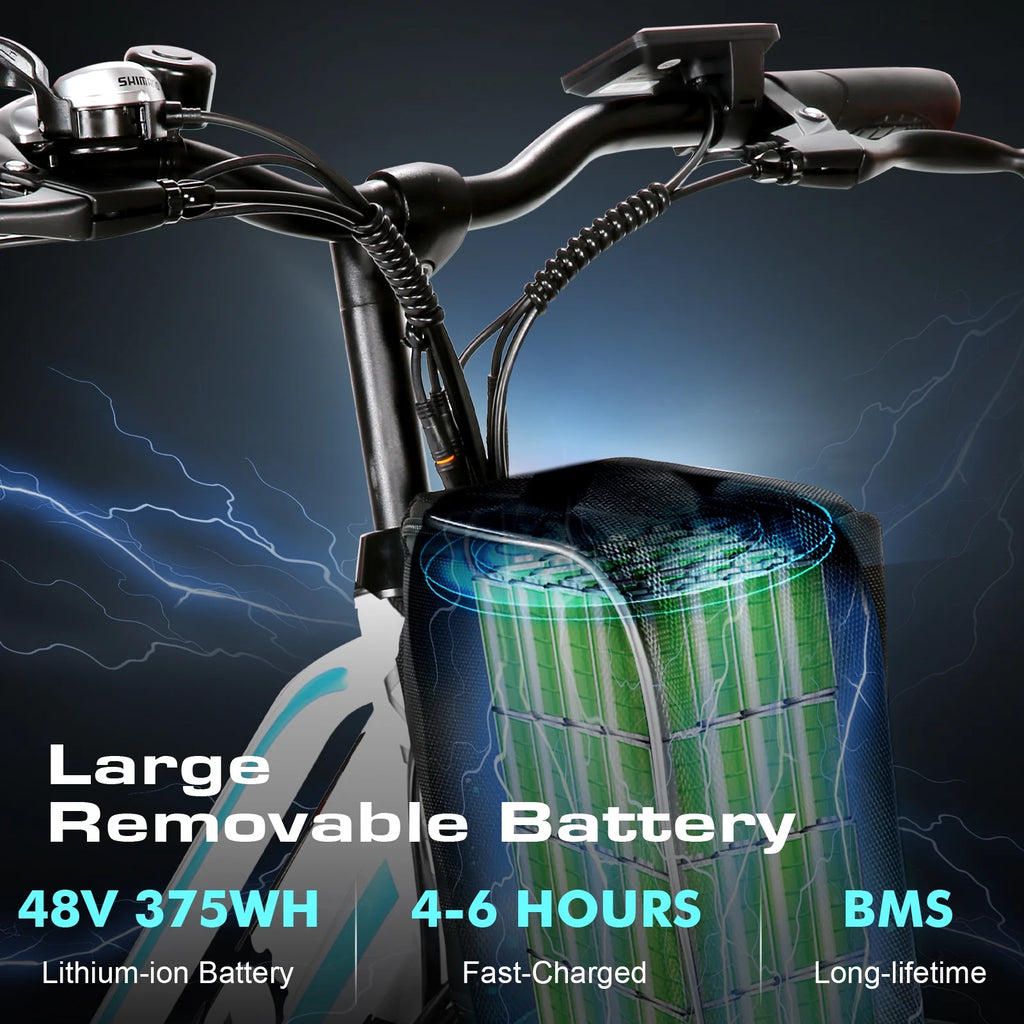 Vivi Electric Bike 26" City Commuter Electric Bike 48V 500W Step - Through Electric Bike 19.8MPH Electric Cruiser