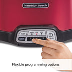Hamilton Beach Stay or Go Programmable Slow Cooker with Party Dipper, 7 Quart Capacity, Removable Crock, Red, 33478