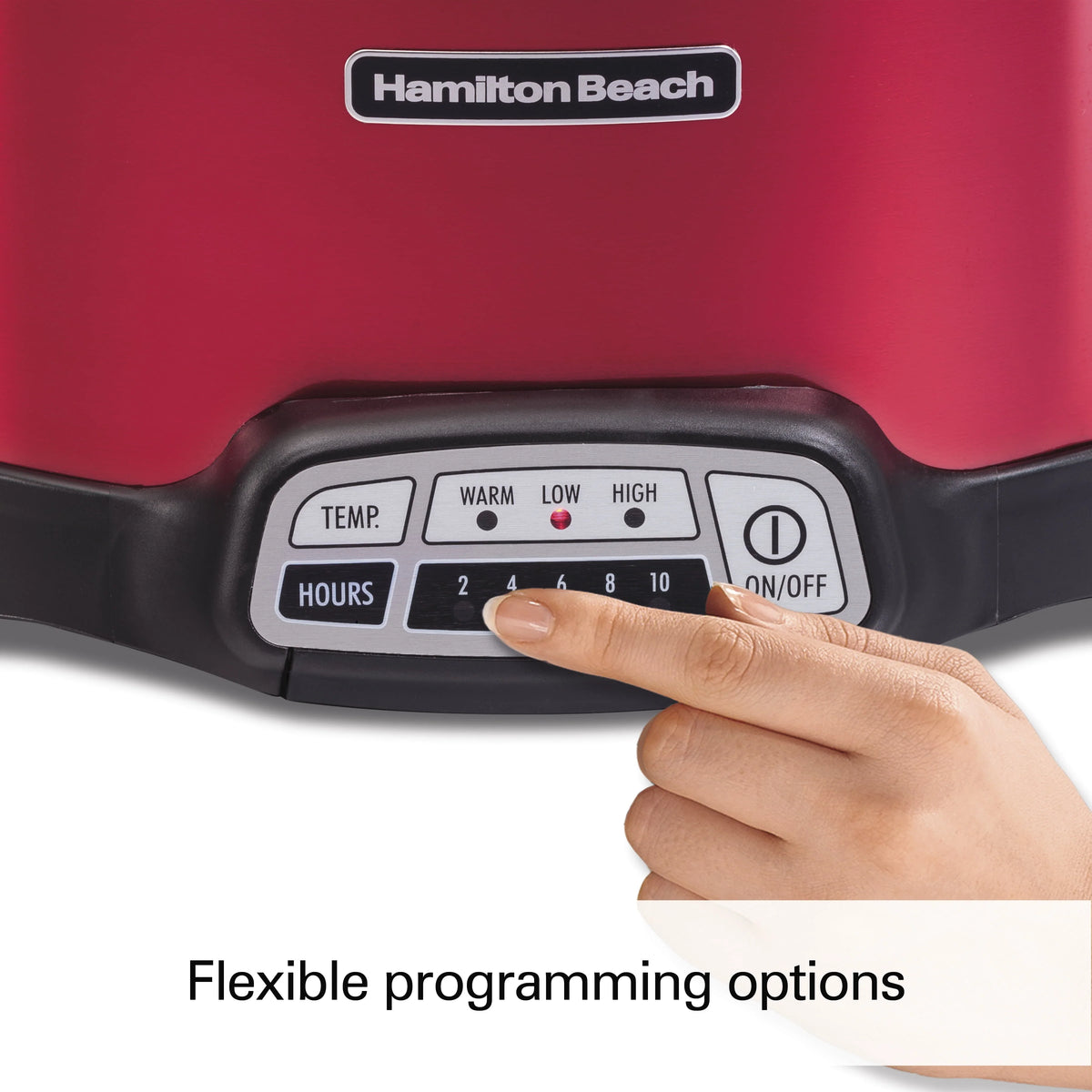 Hamilton Beach Stay or Go Programmable Slow Cooker with Party Dipper, 7 Quart Capacity, Removable Crock, Red, 33478