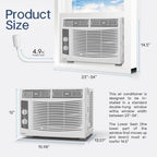 5000 BTU Window Air Conditioner Easy Cool - Capable of Cooling up to 150 Sq Ft. 2 Fan Speeds, 4 - Way Air Direction