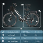 Vivi Electric Bike 26" City Commuter Electric Bike 48V 500W Step - Through Electric Bike 19.8MPH Electric Cruiser