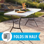Lifetime 6' Commercial Grade High - Quality Fold - in - Half Folding Table, White (25011)