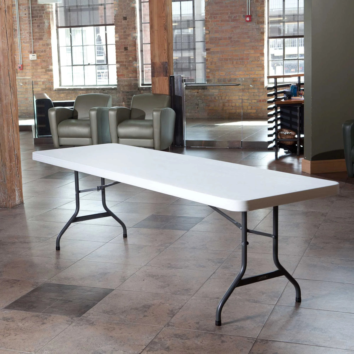 Lifetime Combo Set of (4) 8 - Foot Rectangle Folding Tables & (32) Chairs, Indoor/Outdoor Use, White (80147)