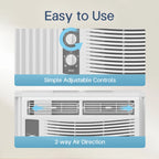5000 BTU Window Air Conditioner Easy Cool - Capable of Cooling up to 150 Sq Ft. 2 Fan Speeds, 4 - Way Air Direction
