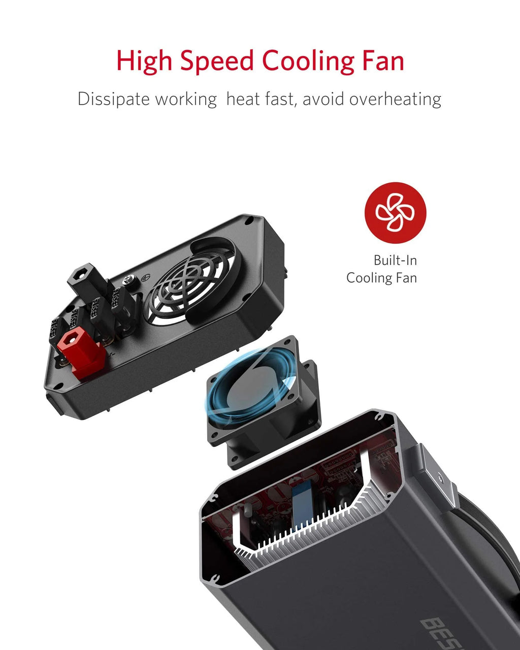 BESTEK 1200W Car Power Inverter DC 12V to 110V AC Pure Sine Wave Converter with Digital LCD Display Dual USB Charge & Dual AC Outlet, Safety Certification